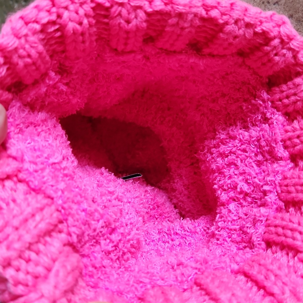 NWOT C.C. kids pink knit hat with pom pom top - Picture 6 of 6